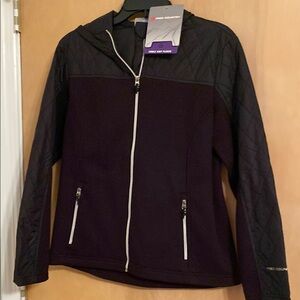 Free Country Cable Knit Fleece Jacket Black- NWT - Size Med